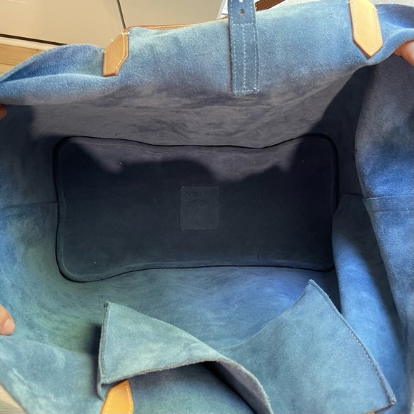 Ala Pilar Blue Suede Leather Tote Large - Picture 10 of 16